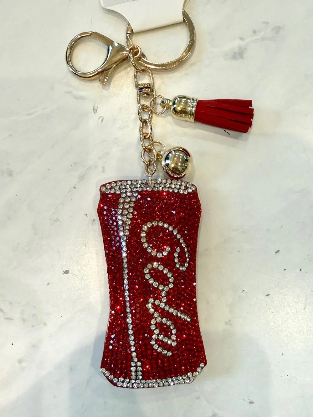 ✨ NWT Bling Rhinestone Coca-Cola Soda Can Puffy Keychain Bag Charm ✨